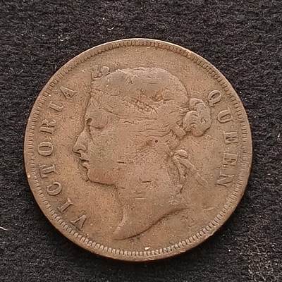 【全场包邮】纯粹捡漏拍443场 - 英属海峡1876年维多利亚女王1分大铜币