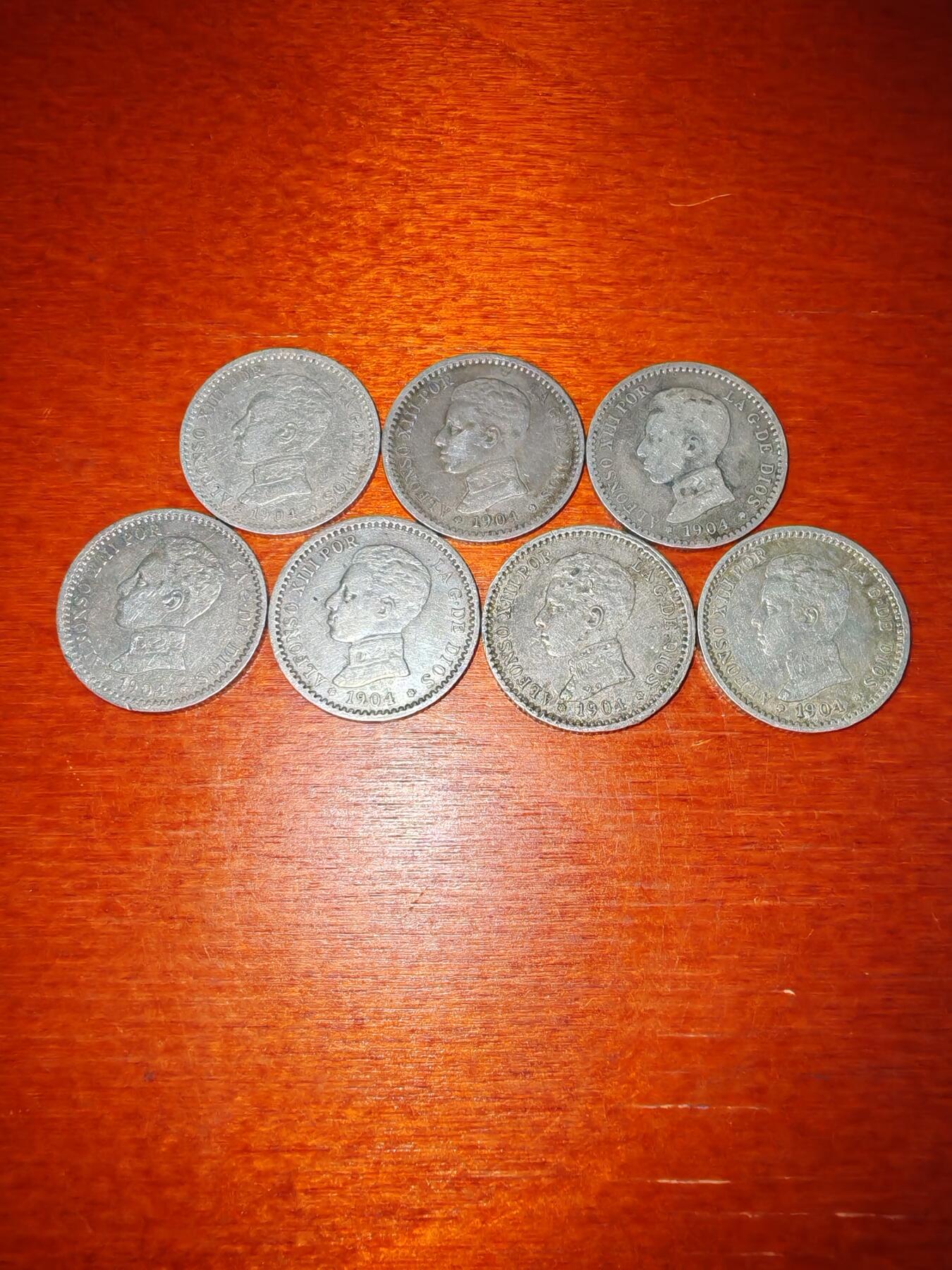 长老汇蛇年精选第二十一场拍卖 1904西班牙阿方索十三世50分银币7枚，2.5克835银，SMV版（2）