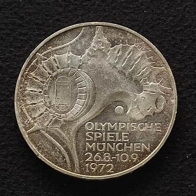 【全场包邮】纯粹捡漏拍443场 - 联邦德国1972年10马克慕尼黑奥运会纪念银币-体育场