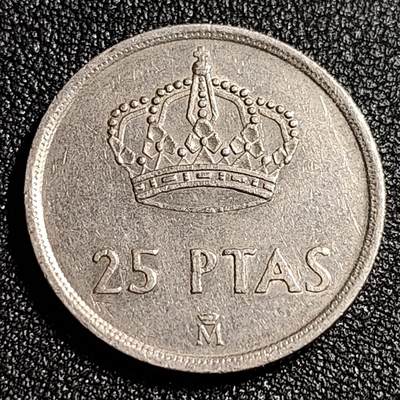 泉币菌-第52场-各国散币场 - 西班牙早期 25比萨塔大币 卡洛斯一世 