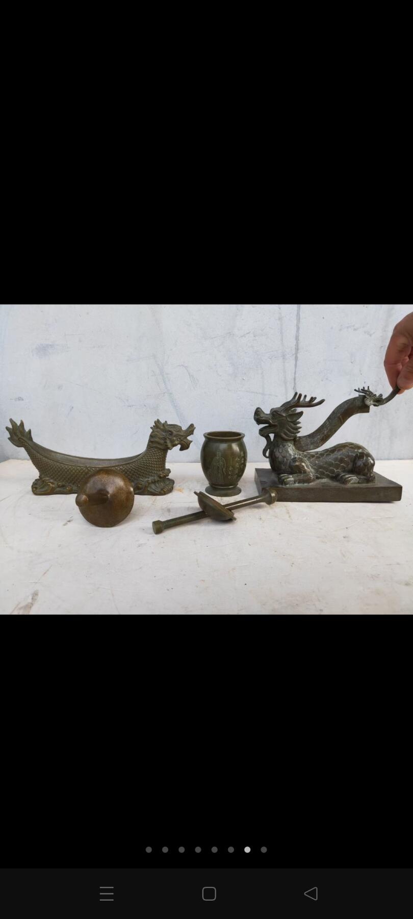 纯铜老中医工具三件套，龙碾子，捣药罐，铡刀，包浆一流，造型独特，包浆一流，品相如图 纯铜老中医工具三件套，龙碾子，捣药罐，铡刀，包浆一流，造型独特，包浆一流，品相如图