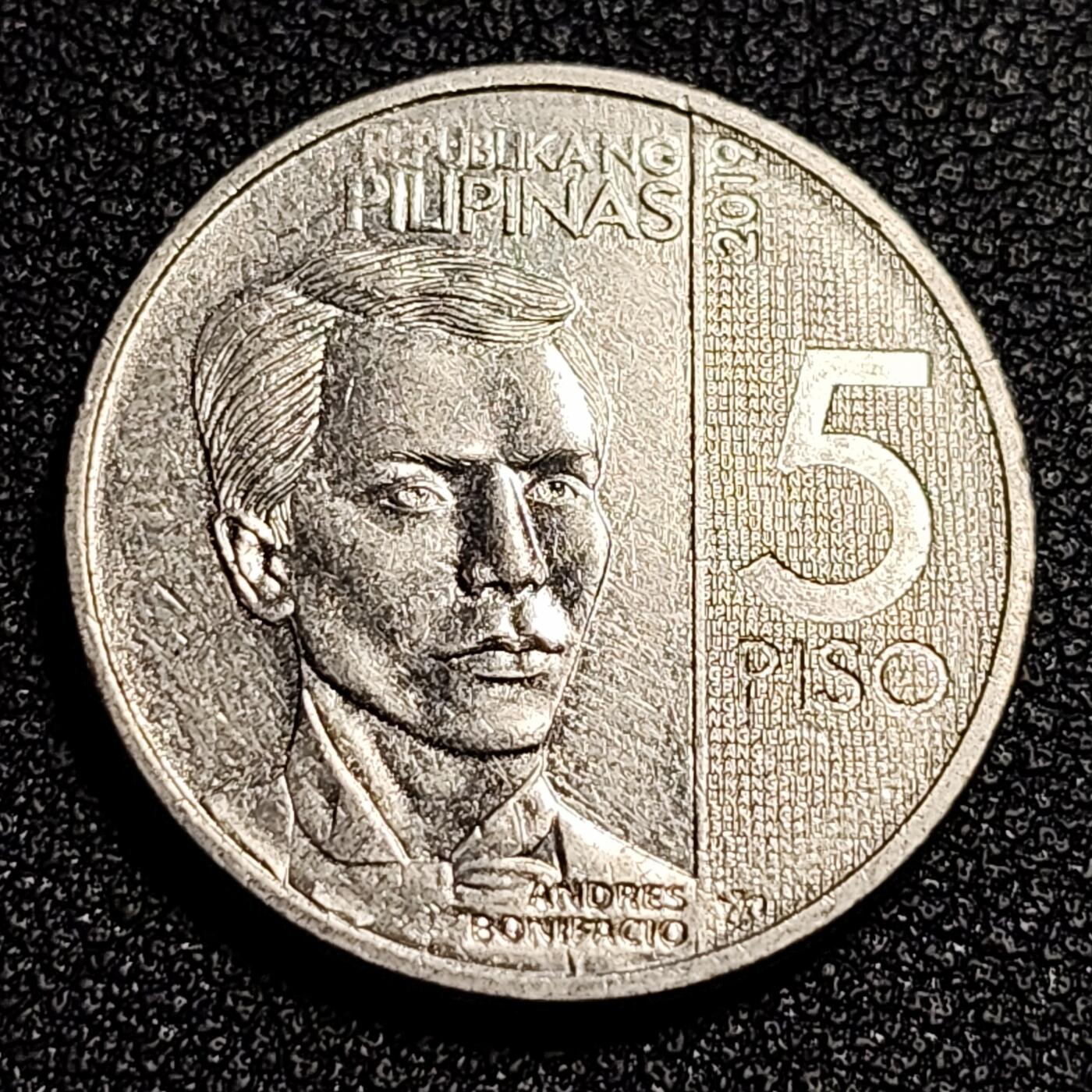 泉币菌-第53场-精品场 菲律宾革命家 安德列斯 博尼法西奥 5比索硬币
