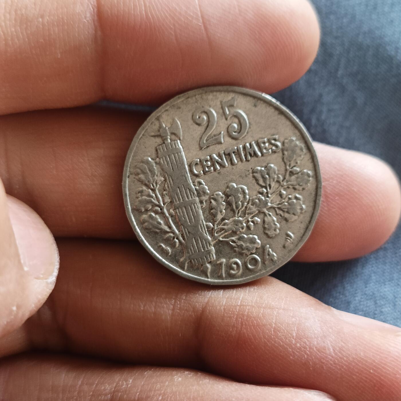 泡泡币外币第五十九场可代拍15038385335微信 法国1904年25分