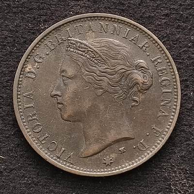 【全场包邮】纯粹捡漏拍443场 - 泽西1877年维多利亚女王1/12先令大铜币