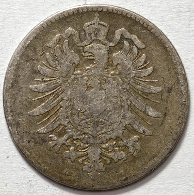 紫瑗钱币——第578期 - 德国 1874年 G版 第二帝国 短翅 1马克 5.5克 0.9银