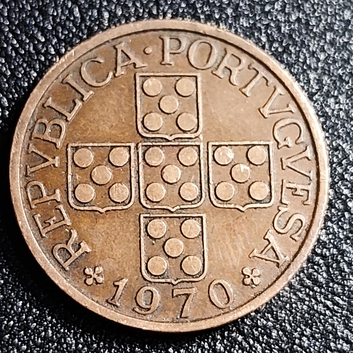泉币菌-第52场-各国散币场 极美 葡萄牙1埃斯库多铜币 1970年 铜币 26mm