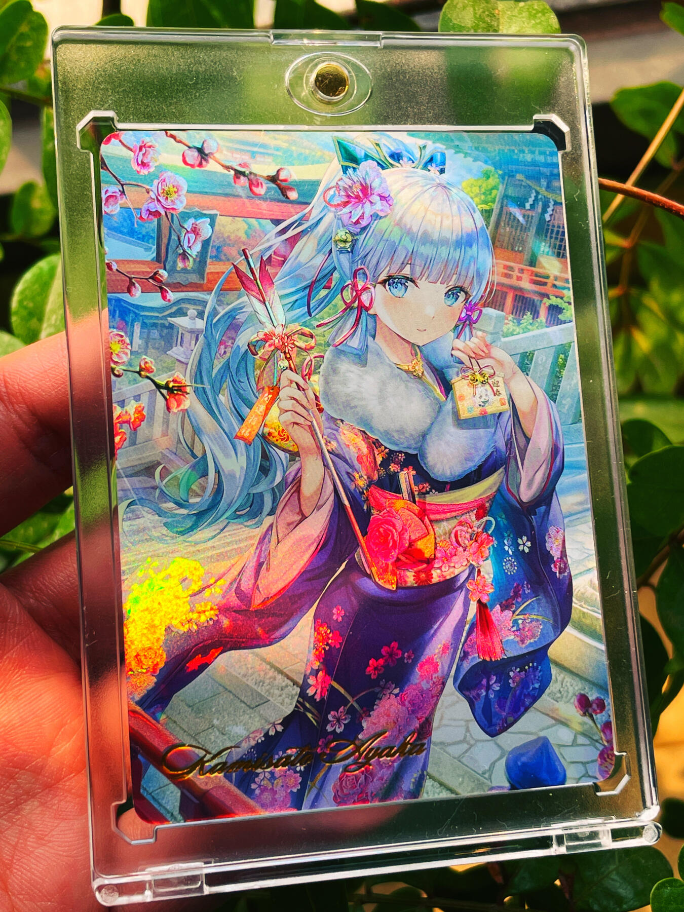 显眼宝23期 都是自己玩的卡  【带卡砖】燎原卡牌早期 T画师 原神 神里凌华投壶游戏 一张 极品浮雕彩闪 