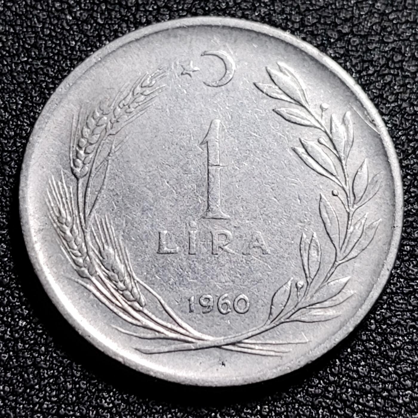泉币菌-第52场-各国散币场 土耳其1里拉大币 1960年钢币 27mm 