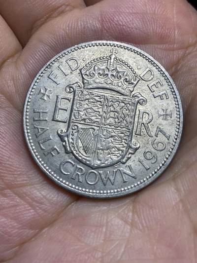2025年第六十六场(总第九十二场）外国好品散币(免佣金) - 英国🇬🇧1967年半克朗(伊丽莎白二世青年桂冠，普制币关门年)