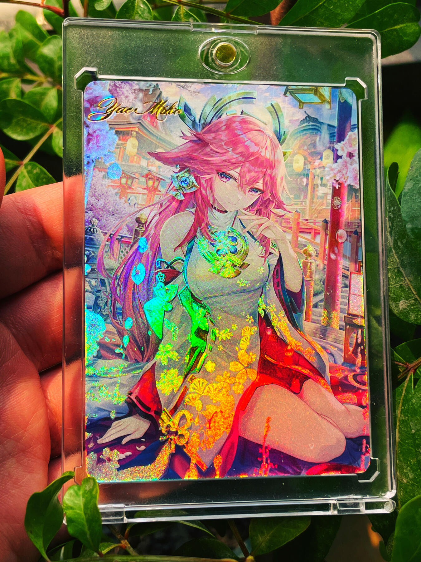 显眼宝23期 都是自己玩的卡  【带卡砖】燎原卡牌早期 T画师 原神 八重神子 一张 极品浮雕彩闪 