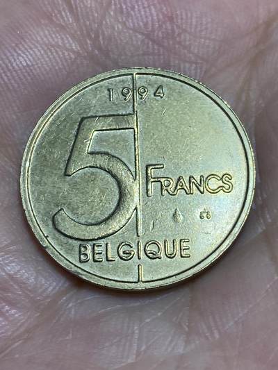 2025年第六十六场(总第九十二场）外国好品散币(免佣金) - 比利时🇧🇪1994年5法郎(阿尔贝二世时期，法语版)