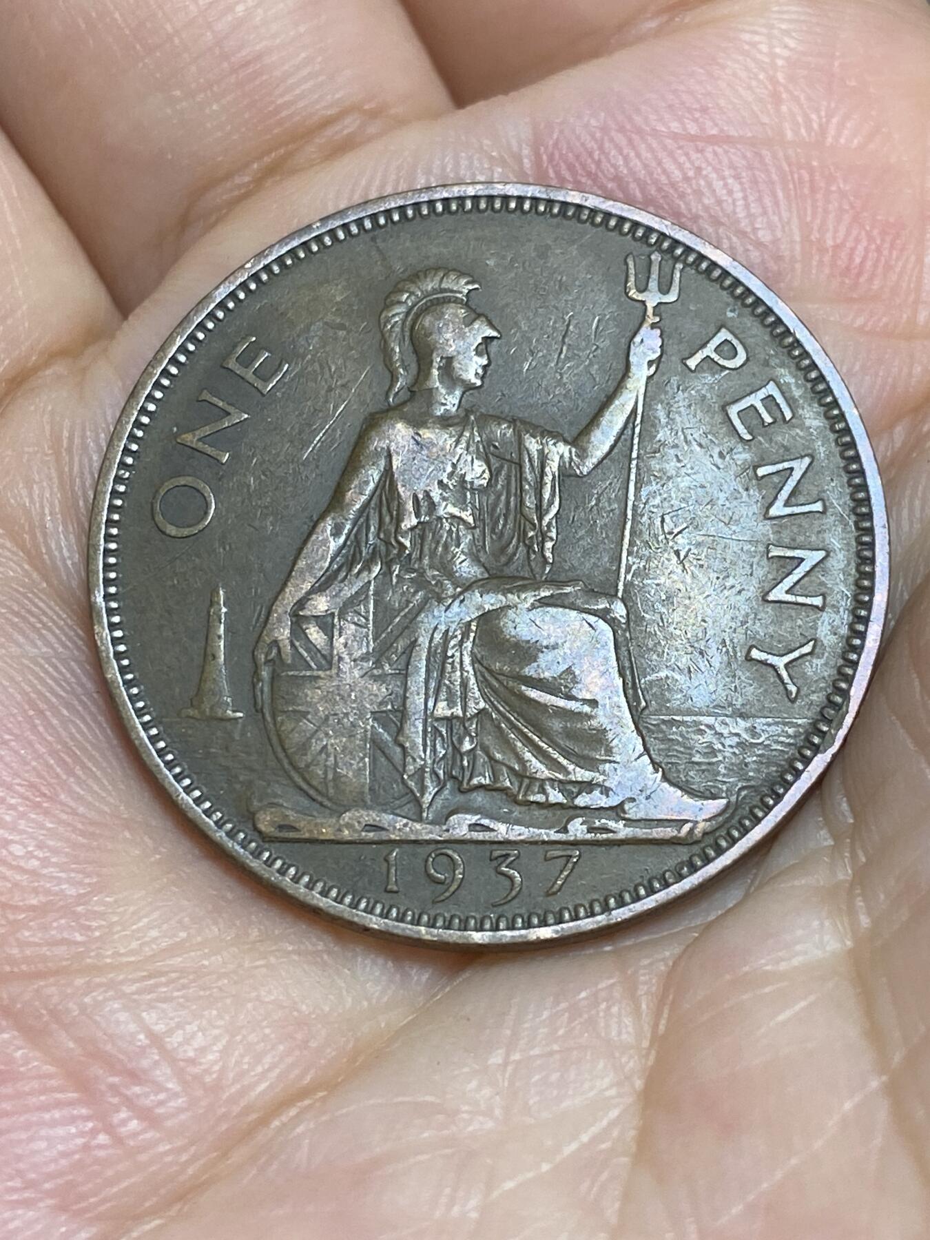 2025年第六十六场(总第九十二场）外国好品散币(免佣金) 英国🇬🇧1937年1便士(乔治六世第一版，印度皇帝加字版首发年)