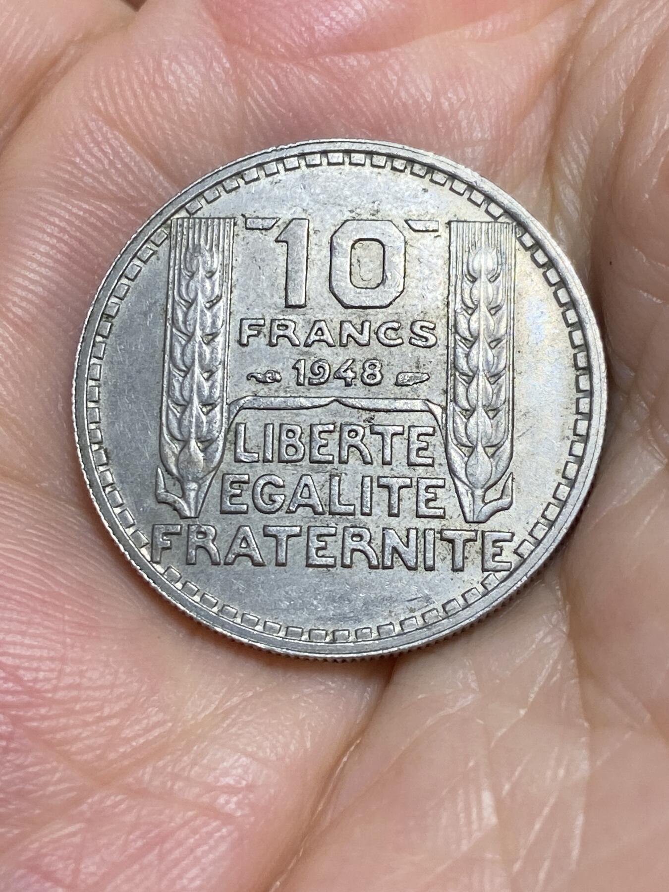 2025年第六十六场(总第九十二场）外国好品散币(免佣金) 法国🇫🇷1948年10法郎(小头版)