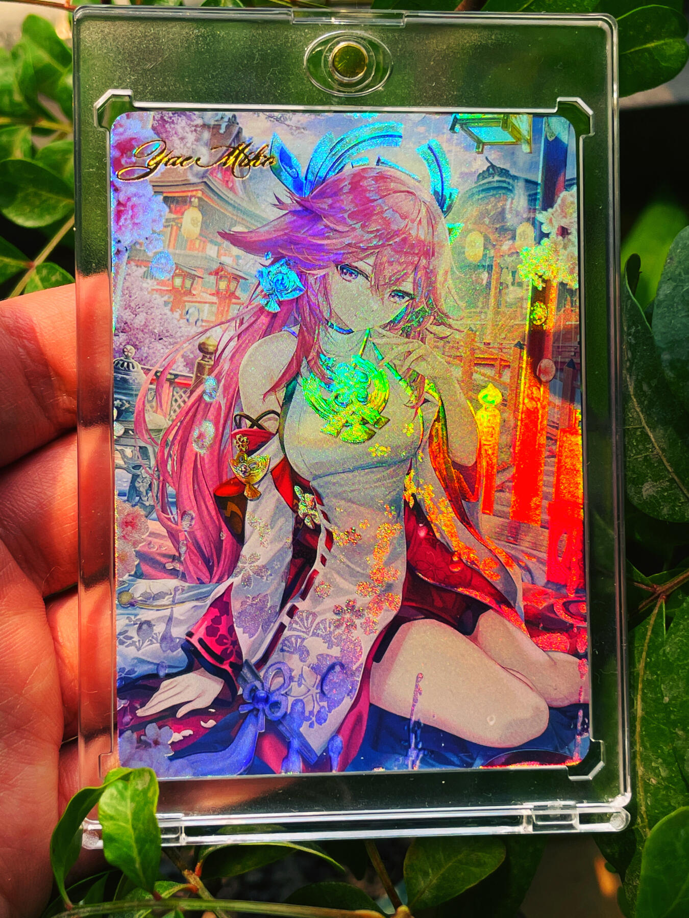 显眼宝23期 都是自己玩的卡  【带卡砖】燎原卡牌早期 T画师 原神 八重神子 一张 极品浮雕彩闪 
