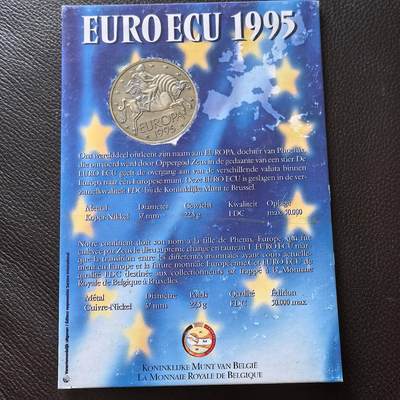 道一币馆币章第一百三十七场 - 卡册 比利时1995年统一的欧洲1埃居纪念币