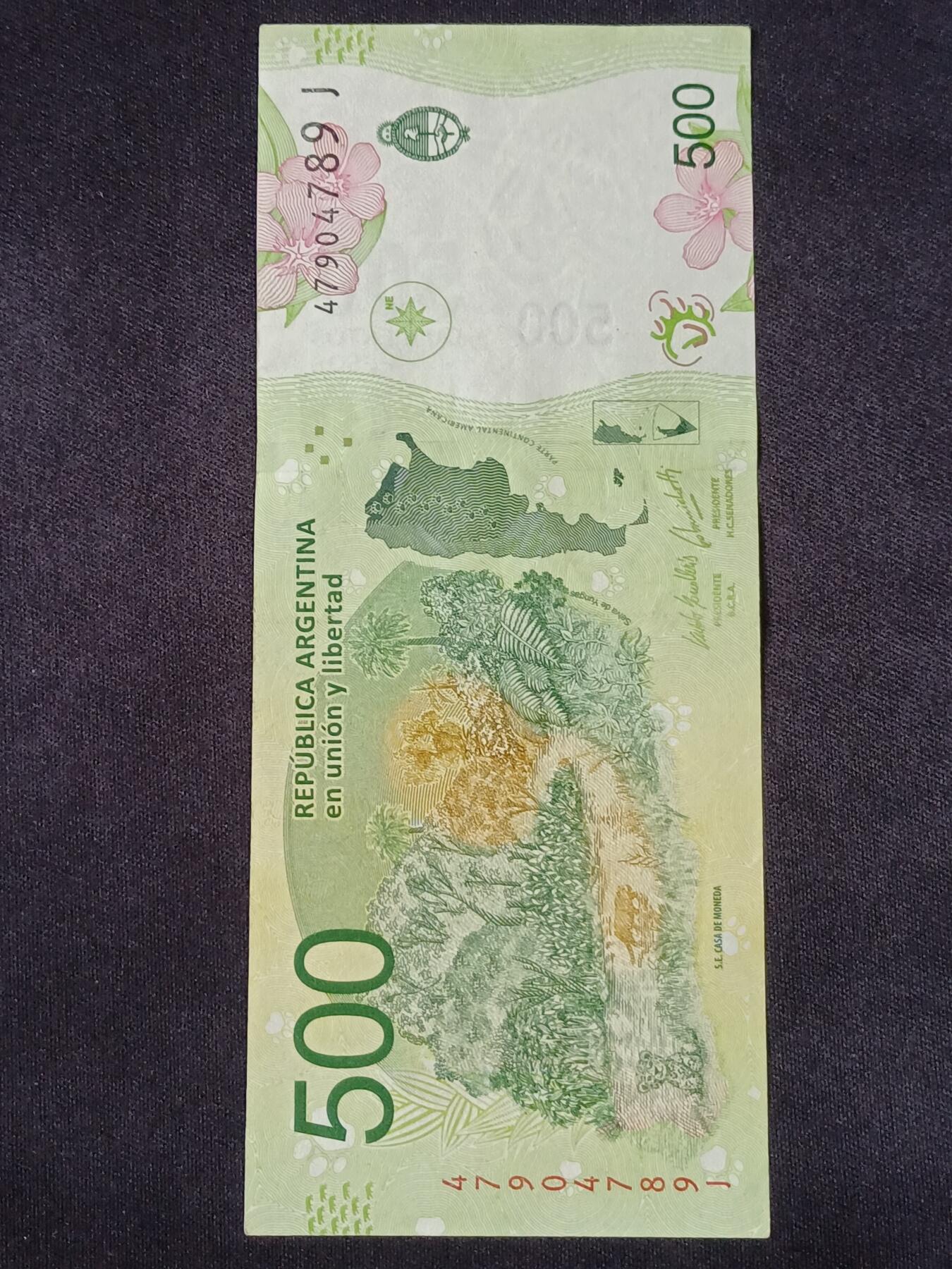 【游宝拍卖】乙巳蛇年57期 周日集拍 精品获奖竖版钞 阿根廷-500比索【动物版 近新品相AU】
