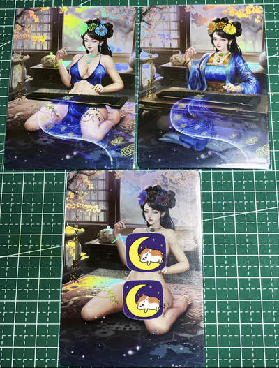 显眼宝23期 都是自己玩的卡 - 卡颜月色卡牌  原创风雅颂系列人物艺术卡，蔡琰共3张   折光彩闪   大卡尺寸  63*88