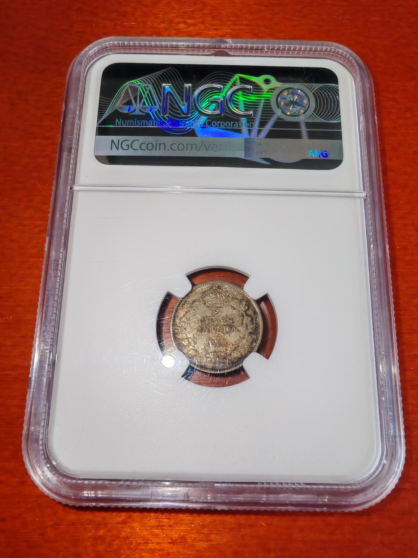 长老汇蛇年精选第二十二场拍卖 1910 加拿大爱德华七世5分银币，NGC MS62，官网63分125美金