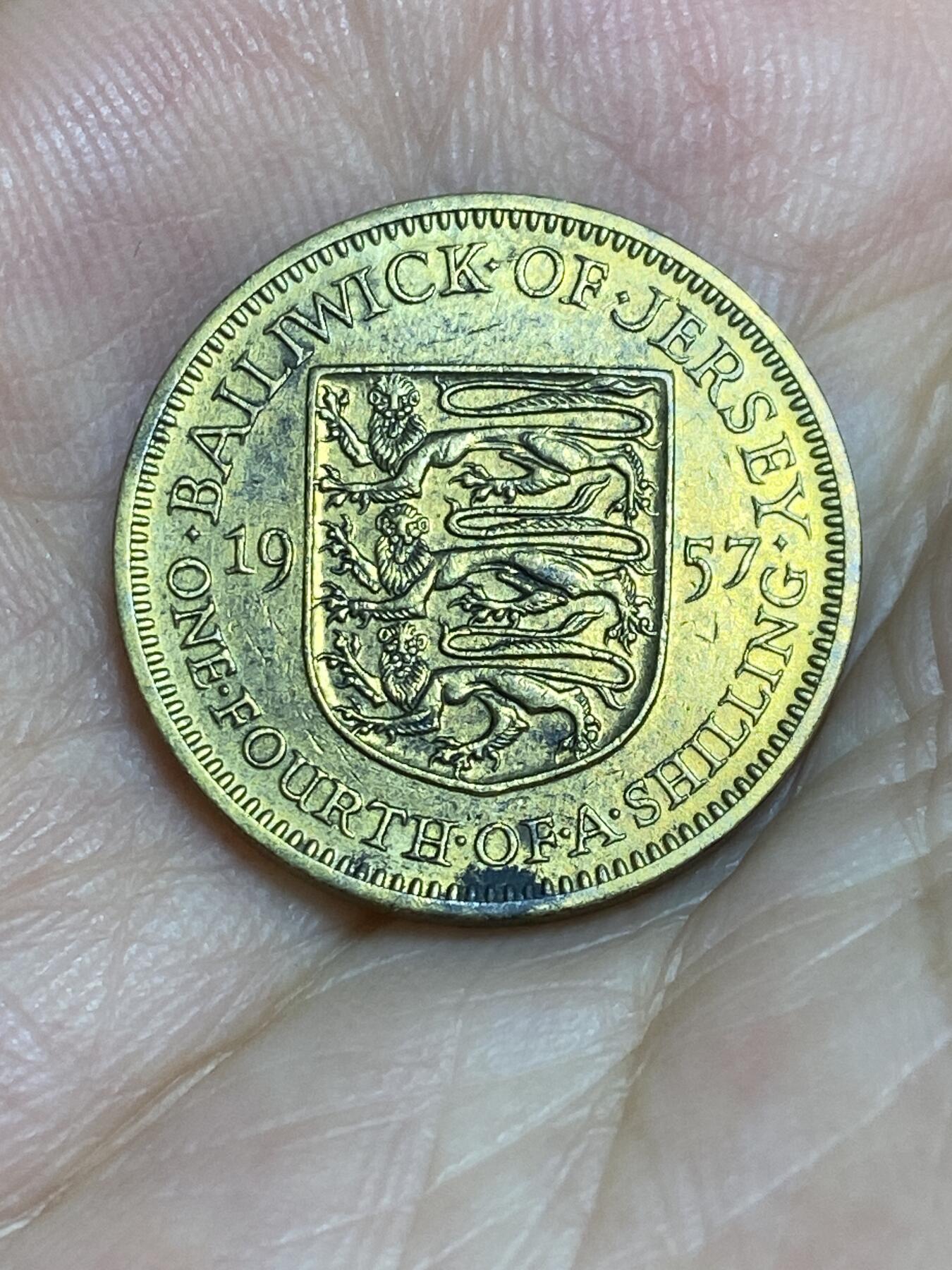 2025年第六十七场(总第九十三场）外国好品散币(免佣金) 泽西岛🇯🇪1957年1/4先令(伊丽莎白二世青年带冠，首发年)