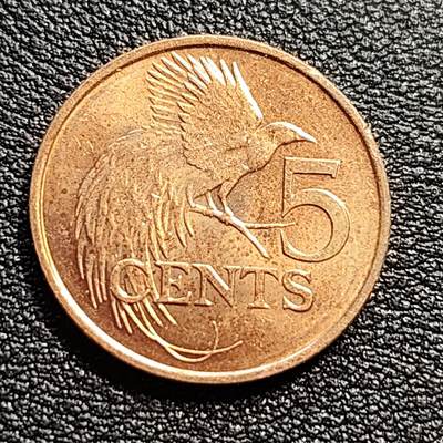 泉币菌-第54场-各国散币场 - 特立尼和多巴哥 飞鸟5分 直径21mm 