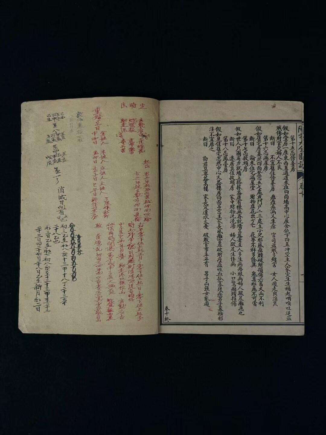 清末江东书局【陽宅大全 第一善本】全册四册共十卷，保存完整无缺页，其含八宅四书、阳宅真决丶阳宅神授经等图文内容，单页尺寸20/13.5厘米，保老保全、品相如图！
