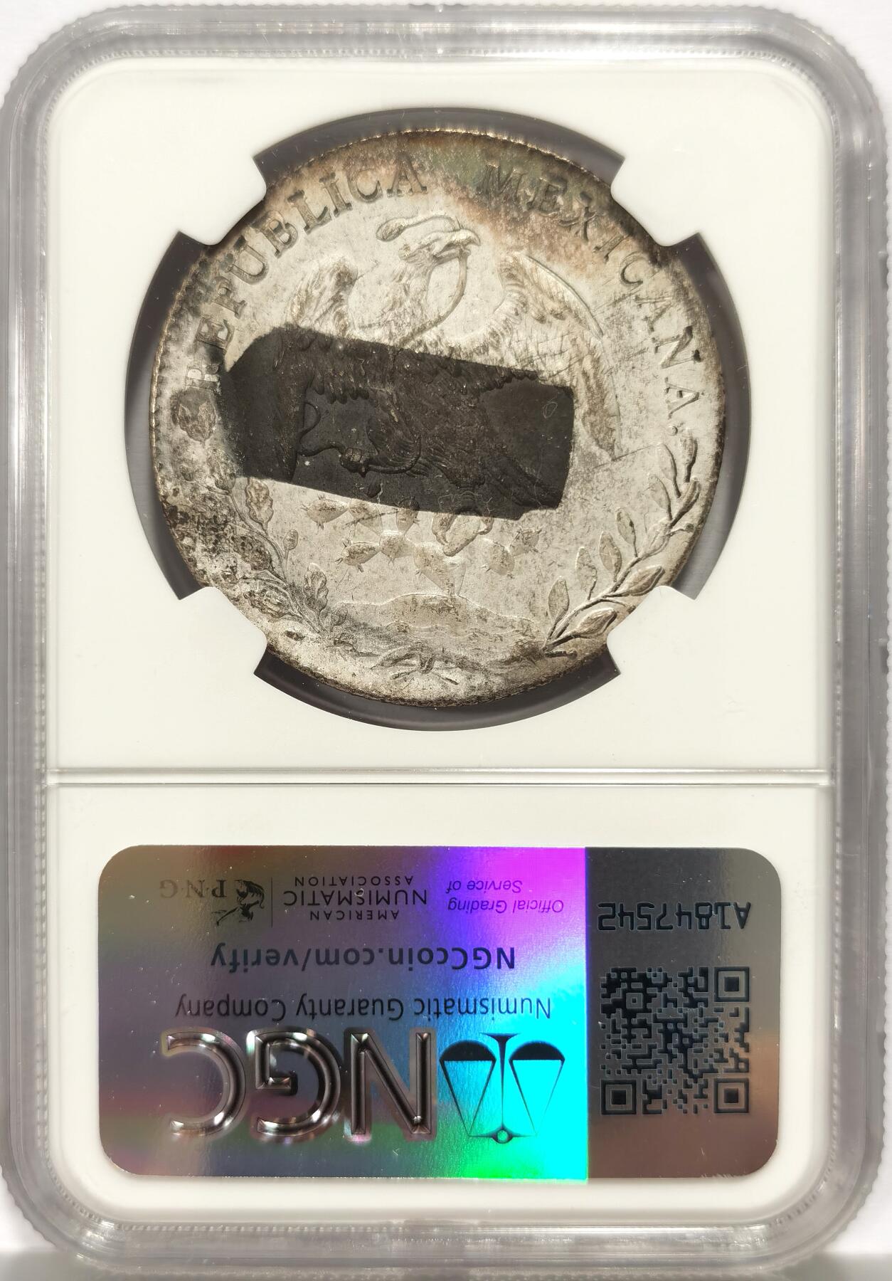 博洋堂世界钱币拍卖第131期（全场包邮） NGC UNCD 墨西哥花边鹰洋GO1896 RS 8里亚尔 UNC品质未流通 ，些许残留，值得收藏