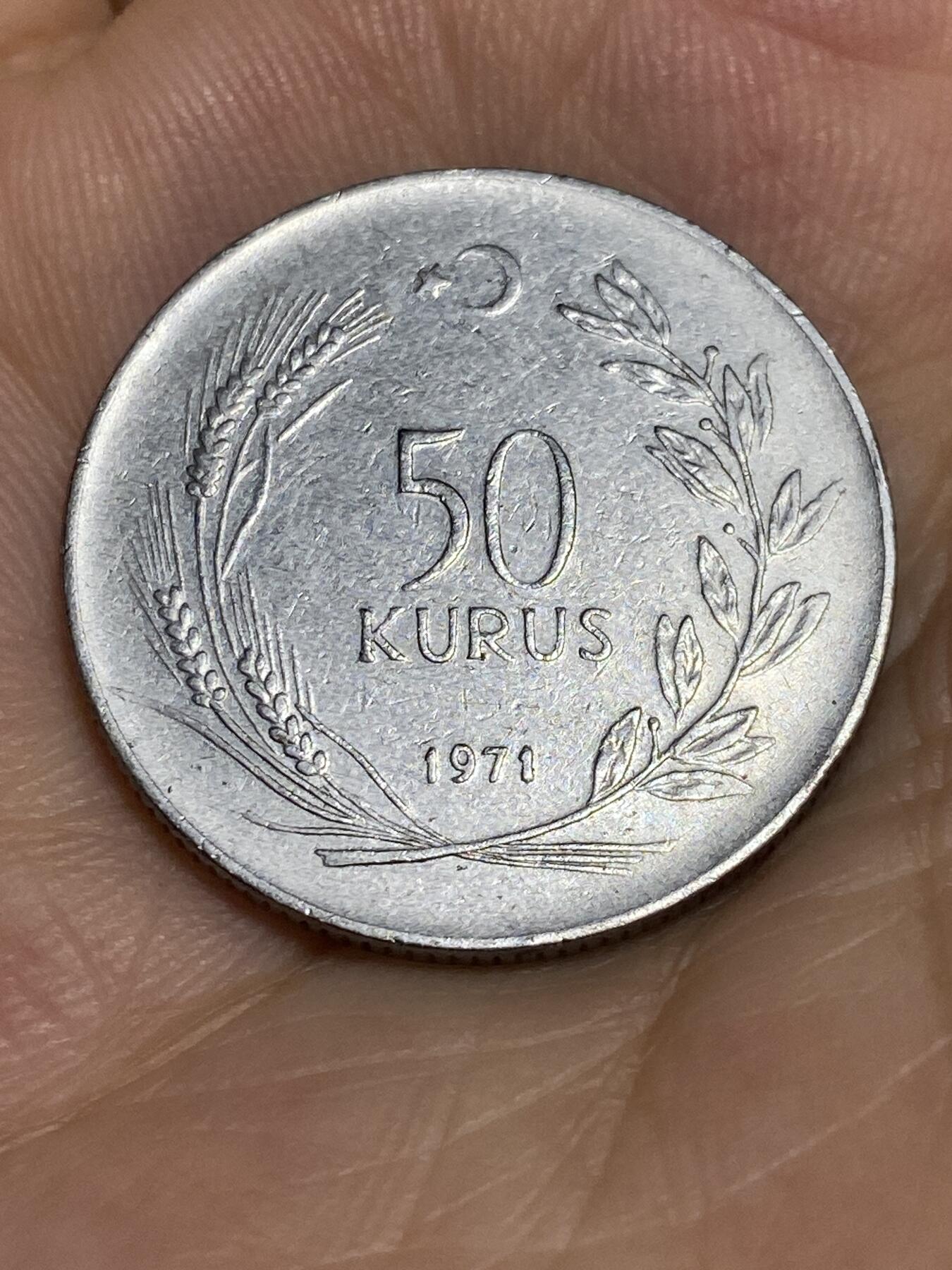 2025年第六十七场(总第九十三场）外国好品散币(免佣金) 土耳其🇹🇷1971年50库鲁(FAO币，经典安纳托利亚新娘图案)