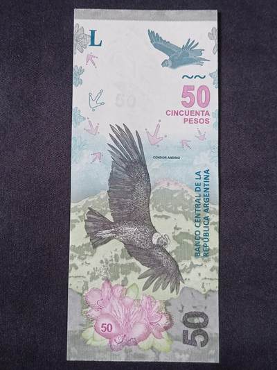 【游宝拍卖】乙巳蛇年57期 周日集拍 精品获奖竖版钞 - 阿根廷-50比索【动物版 全新UNC】