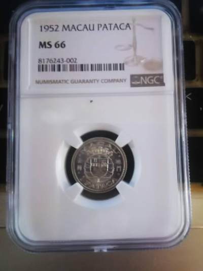 评级币：NGC-MS66 1952年澳门Macau 壹圆银元 - 评级币：NGC-MS66 1952年澳门Macau 壹圆银元