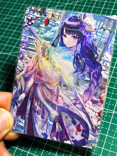 显眼宝23期 都是自己玩的卡 - 墨卡文创  原神和服雷将军1张  折光彩闪  大卡尺寸63*88