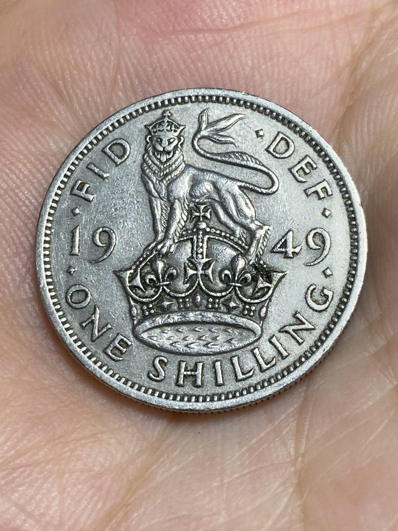 2025年第六十七场(总第九十三场）外国好品散币(免佣金) 较少见–英国🇬🇧1949年1先令(乔治六世第三版，铜镍材质英格兰站狮版，首发年)