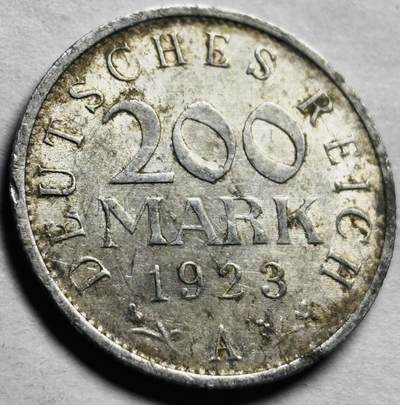 文馨钱币收藏第 260 场，长期征集精品老铜币，银币 - 1923 年魏玛德国 200 马克 A 版