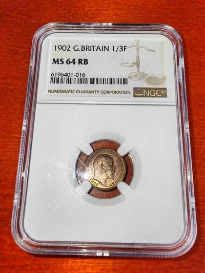 长老汇蛇年精选第二十二场拍卖 - 1902 英国爱德华七世3便士铜币，NGC MS64RB，季军，官网同分75美金