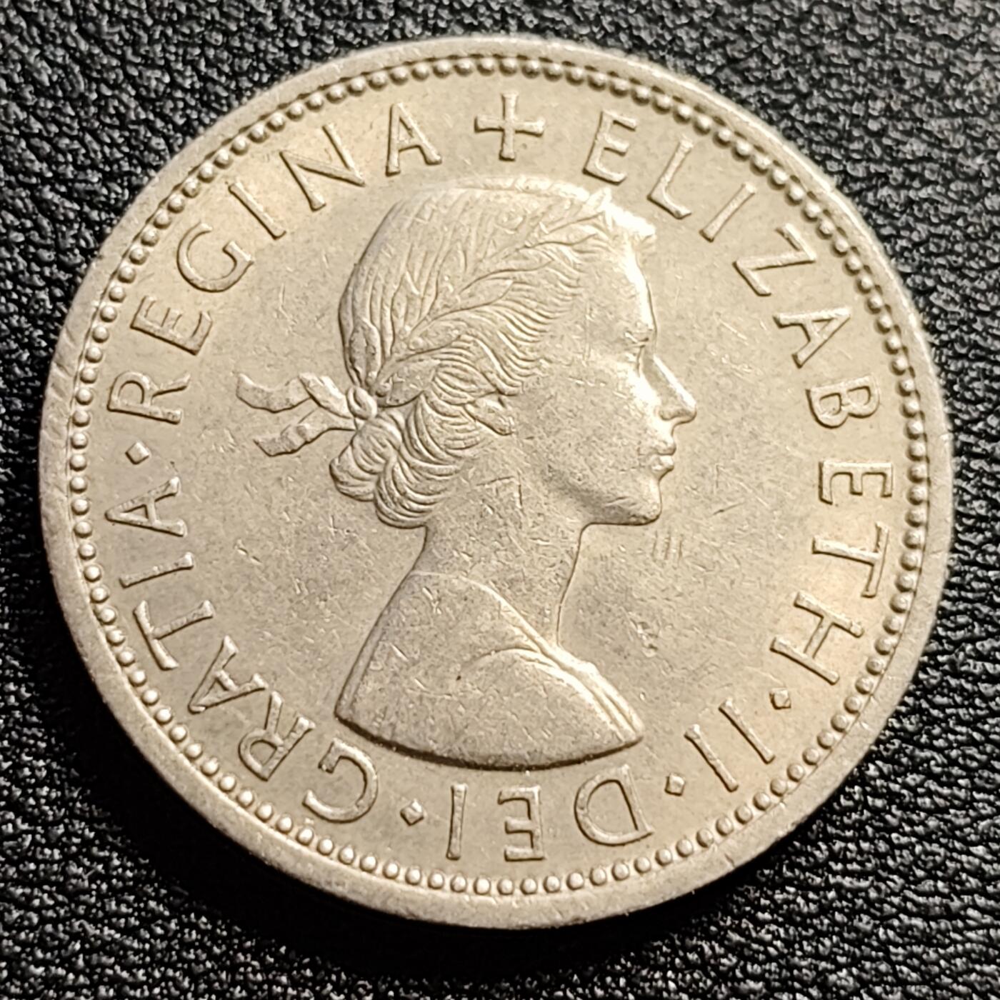 泉币菌-第54场-各国散币场 英国大镍币 1966年英国2先令 伊丽莎白女王 28mm 欧洲币