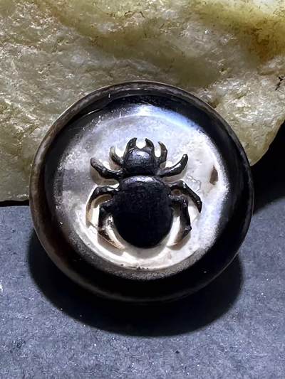 精品药师玛瑙手工雕刻蜘蛛板珠（背云）一颗 - 精品药师玛瑙手工雕刻蜘蛛板珠（背云）一颗