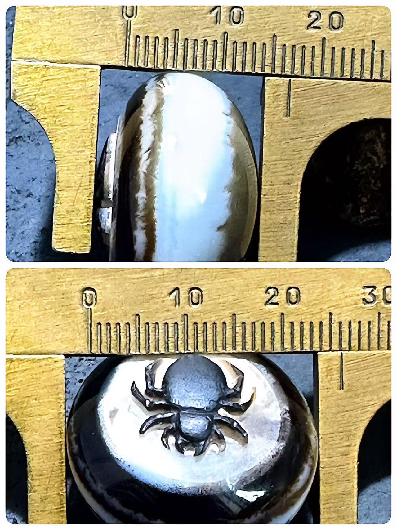 精品药师玛瑙手工雕刻蜘蛛板珠（背云）一颗