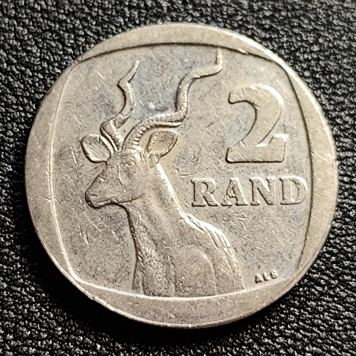 泉币菌-第54场-各国散币场 南非 2兰特镍币硬币 跳羚 22.8mm 