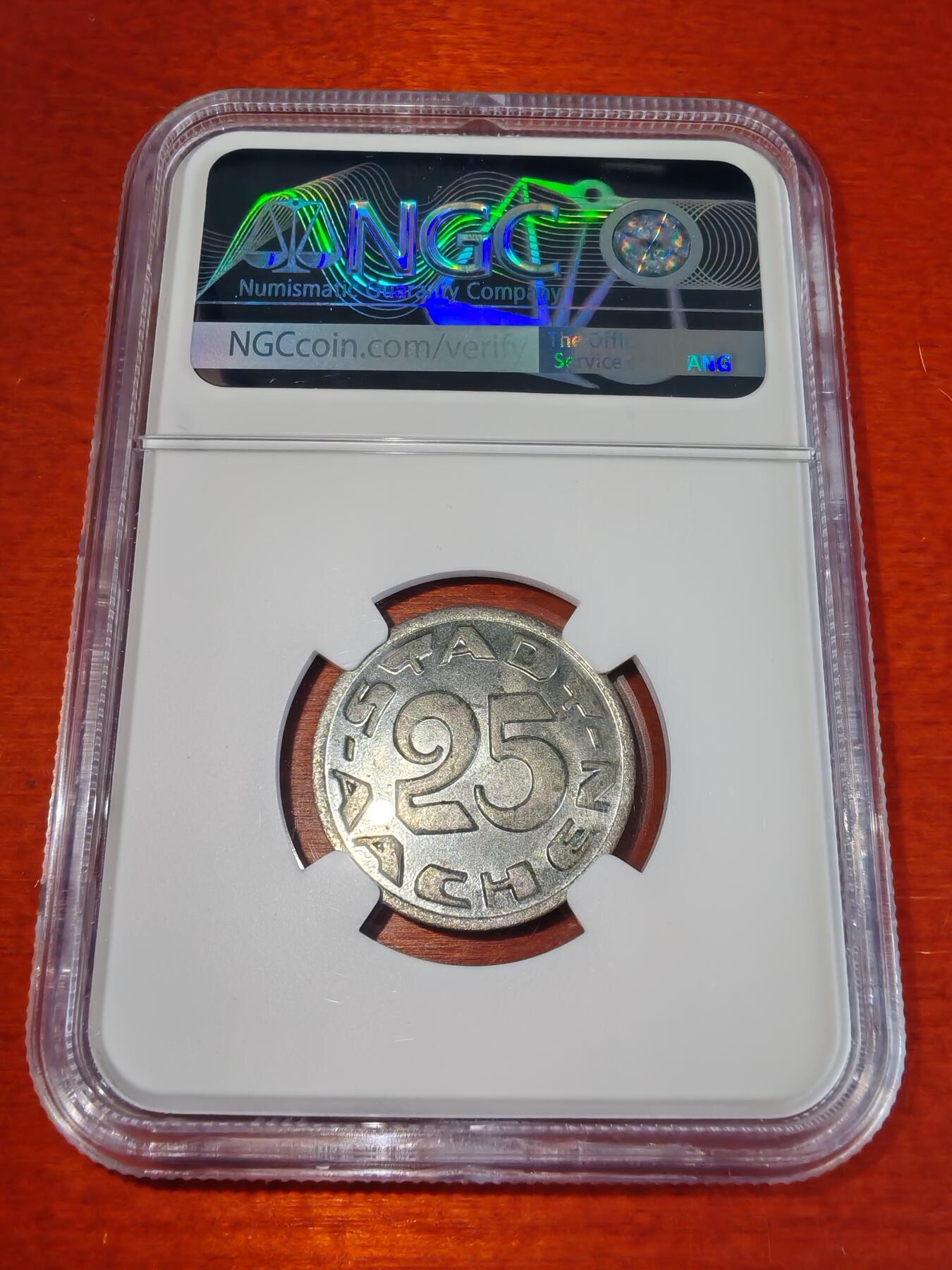 长老汇蛇年精选第二十二场拍卖 1920德紧亚琛无心狼25芬尼铁币，NGC MS65分，亚军分，更高分仅有一枚