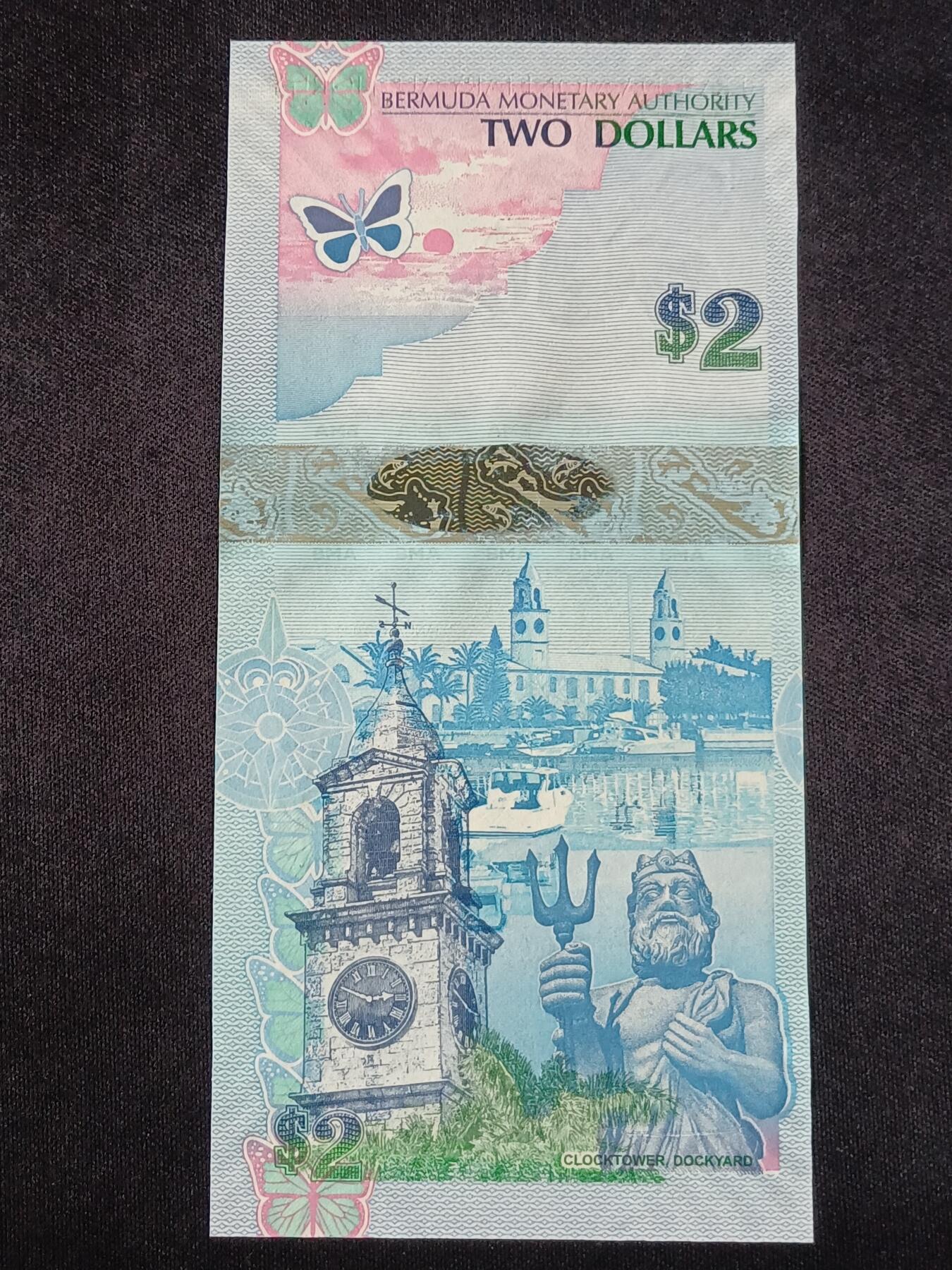 【游宝拍卖】乙巳蛇年57期 周日集拍 精品获奖竖版钞 百慕大-2元【2009年IBNS世界最佳钞票奖 全新UNC】