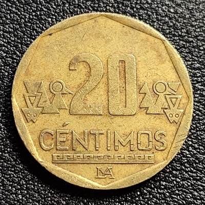 泉币菌-第54场-各国散币场 - 秘鲁20分铜币（盲文版） 23mm 羊驼