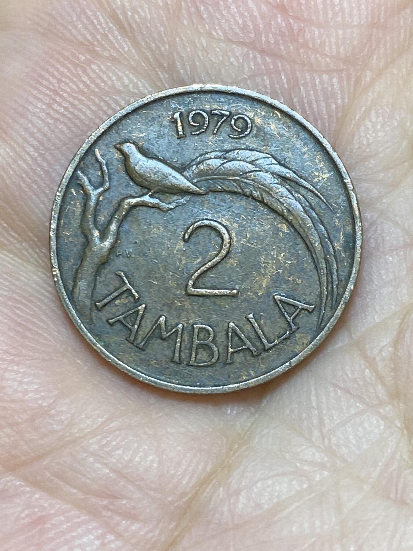 2025年第六十六场(总第九十二场）外国好品散币(免佣金) 少见版本–马拉维🇲🇼1979年2坦巴拉(第二版，国名字母W上方有重音符)