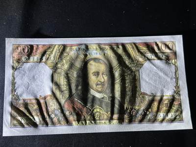 《外钞收藏家》第五百四十七期（本期稀少裸币、刀币、精品评级）（本平台长期征集拍品、欢迎藏友们联系合作） 1976年法国100法郎 全新UNC 高乃伊 无47