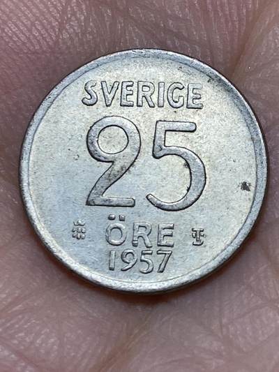 2025年第六十六场(总第九十二场）外国好品散币(免佣金) - 瑞典🇸🇪1957年25欧尔银币(古斯塔夫六世时期，TS标)