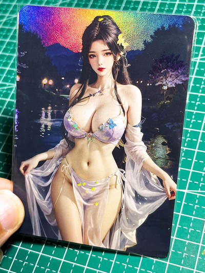 显眼宝23期 都是自己玩的卡 - 狐狸卡卡卡牌  二次元动漫人物 古风少女共1张   折光彩闪工艺   大卡尺寸  63*88