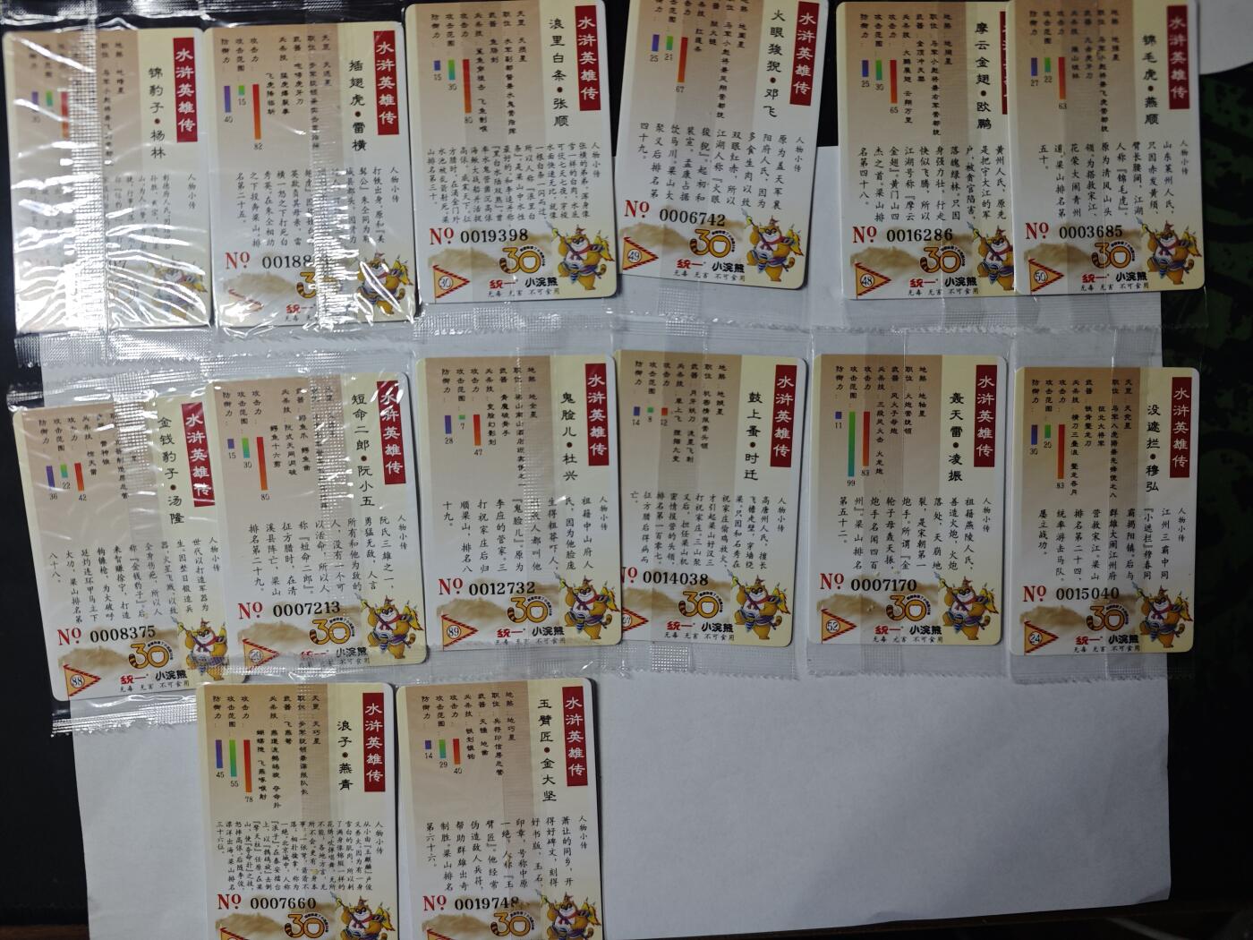 开心玩卡，快乐生活(第四期) 小浣熊30周年 大编号14张