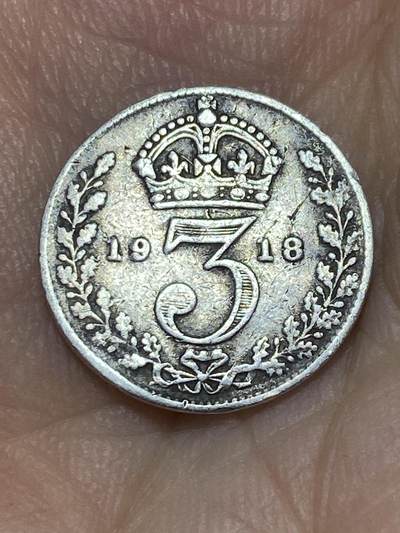 2025年第六十六场(总第九十二场）外国好品散币(免佣金) - 英国🇬🇧1918年3便士银币(乔治五世第一版，925高银)