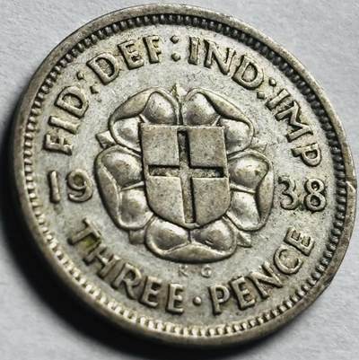 文馨钱币收藏第 260 场，长期征集精品老铜币，银币 - 1938 年英国 3 便士银币