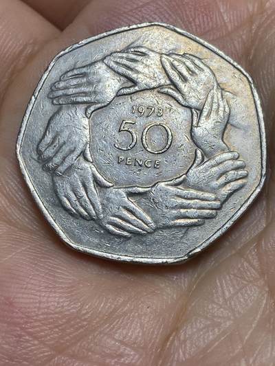 2025年第六十七场(总第九十三场）外国好品散币(免佣金) - 英国🇬🇧1973年50便士(伊丽莎白二世中年，英国加入欧洲经济共同体纪念币)