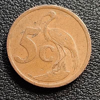 泉币菌-第54场-各国散币场 - 南非2001年5分硬币，蓝鹤，21mm