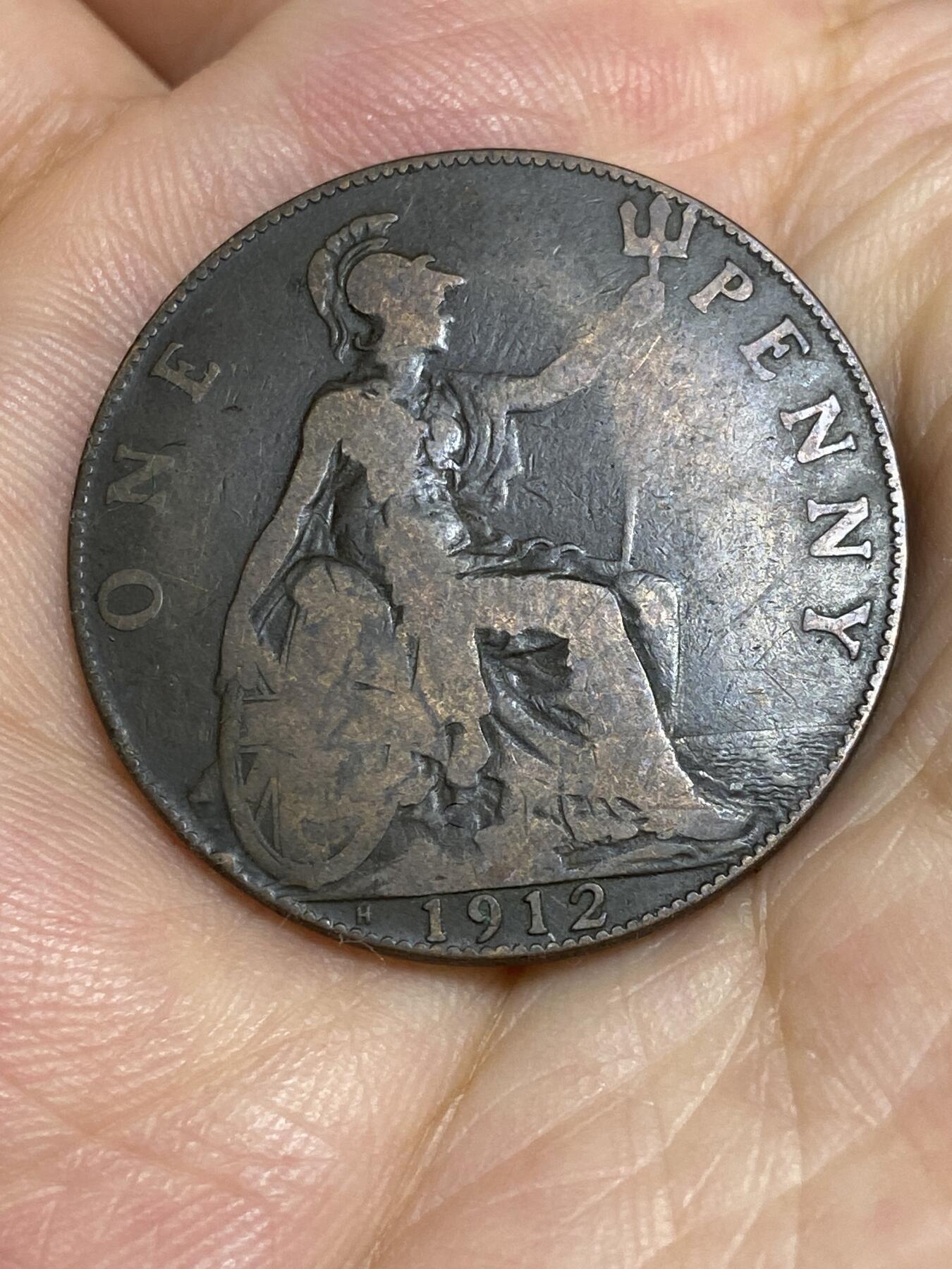 2025年第六十七场(总第九十三场）外国好品散币(免佣金) 稀有品种–英国🇬🇧1912年1便士(乔治五世第一版，H标喜敦厂造)